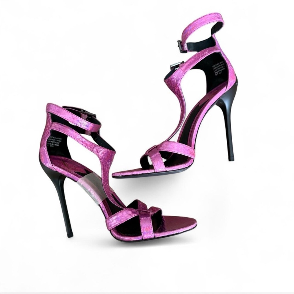 BRIAN ATWOOD | Laetitia Iridescent Snakeskin T-Strap Sandals - Picture 6 of 7